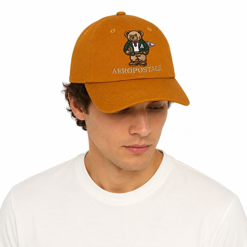 Aeropostale Mens Tan Collegiate Bear Every Day Cap Adjustable Hat FA-AEHAT03-S